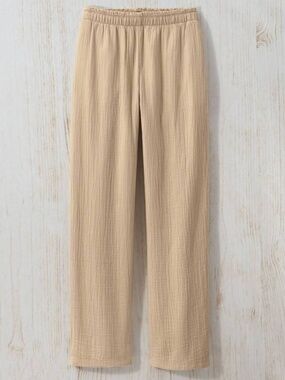 Coldwater Creek Sand Tan Camel  Khaki Summer Breeze Gauze Pull-On Cropped Pants